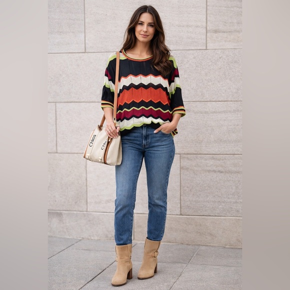 Missoni Denim - M Missoni Zigzag Knit Top Multicolor Chevron Style – Size 40 (US 6)